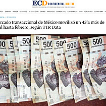 El mercado transaccional de Mxico moviliz un 45% ms de capital hasta febrero, segn TTR Data